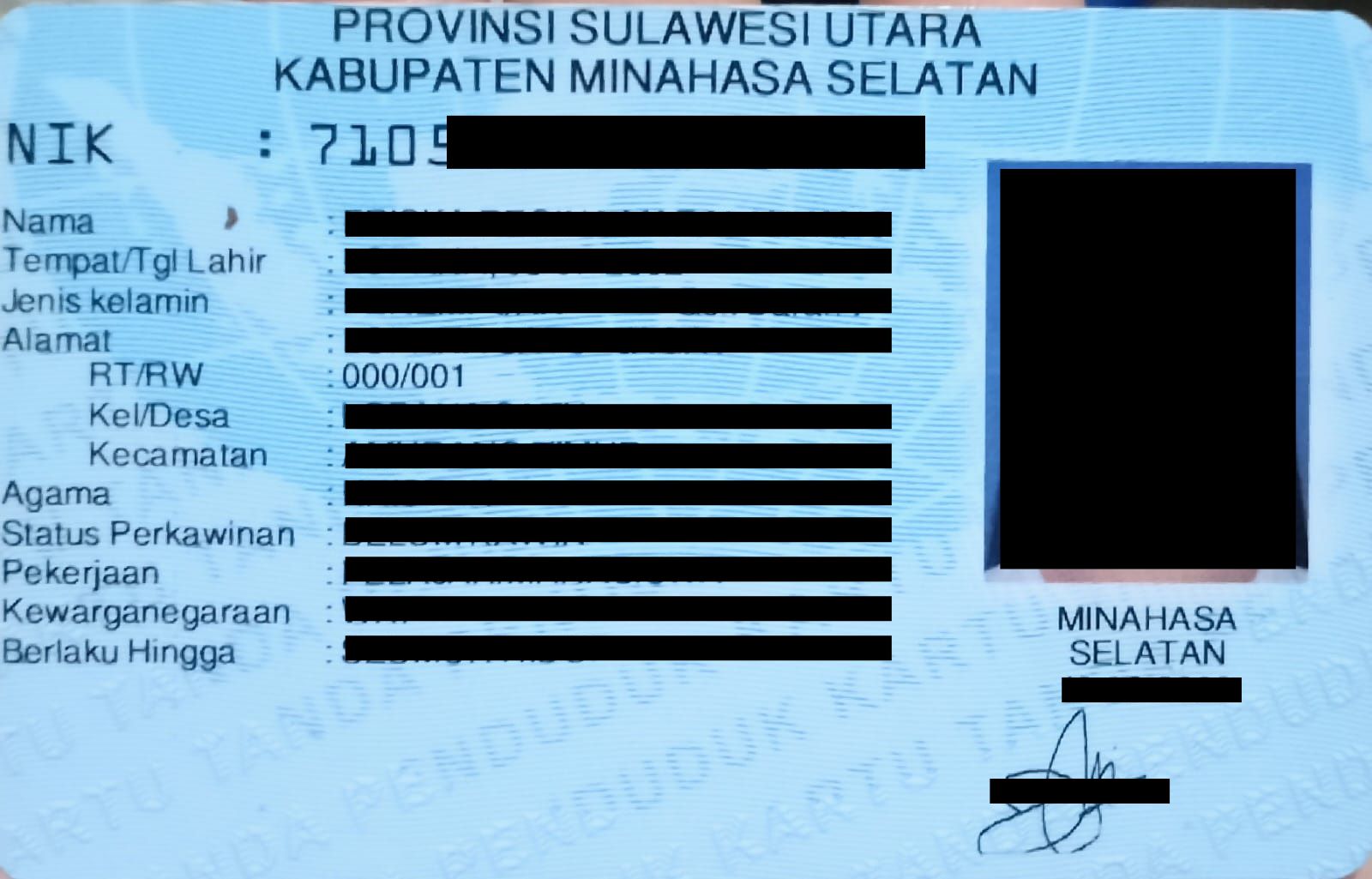 Contoh Foto Kartu KTP